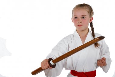 Tweenage girl going karate clipart