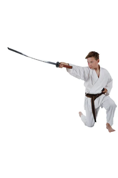 十几岁的男孩做武术 — 图库照片