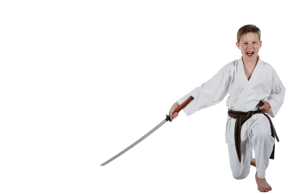 Tiener jongen doen martial arts — Stockfoto