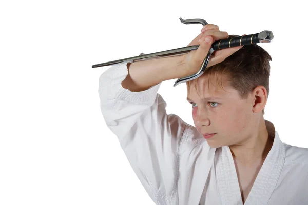 Teenage boy doing martial arts — Stock Photo, Image