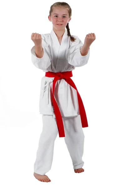 Tweenage ragazza going karate — Foto Stock