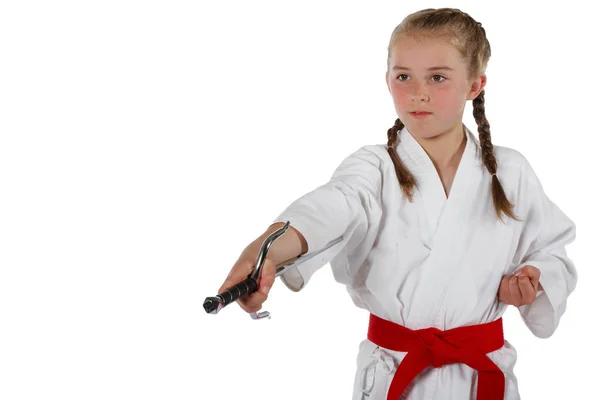 Tweenage ragazza going karate — Foto Stock