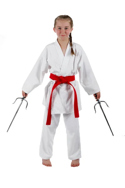 Pinenage holka, co jede karate — Stock fotografie