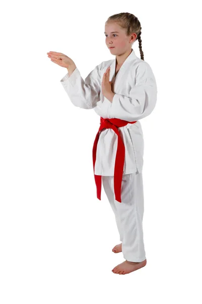 Tweenage dziewczyna będzie Karate — Zdjęcie stockowe