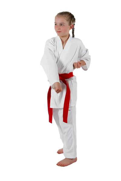 Tweenage ragazza going karate — Foto Stock