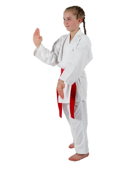 Tweenage ragazza going karate — Foto Stock