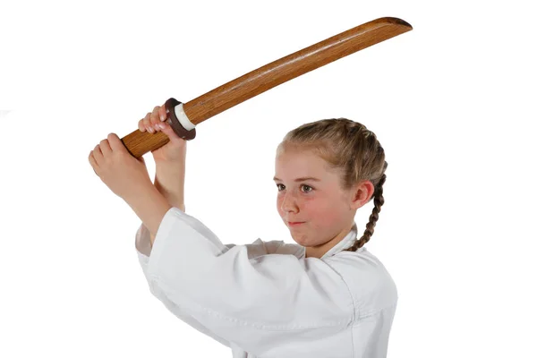 Tweenage ragazza going karate — Foto Stock