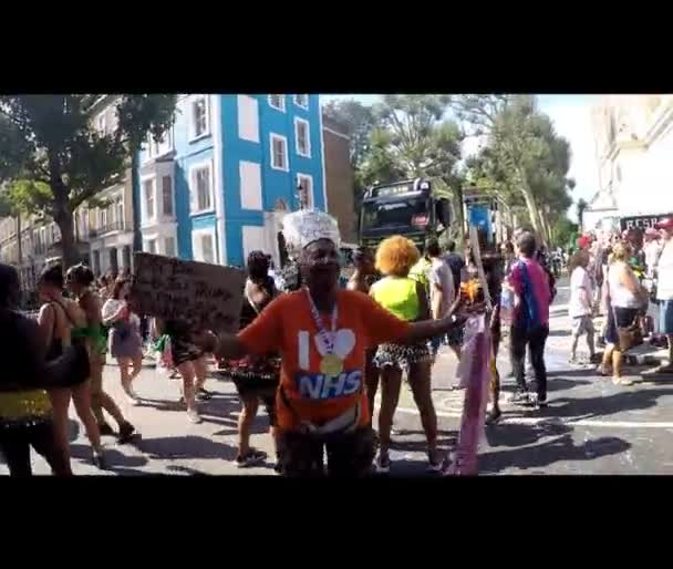 Londres Reino Unido Agosto 2019 Grupo Juerguistas Carnaval Notting Hill — Vídeos de Stock