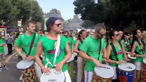 Londýn Spojené Království Srpna Samba Band Notting Hill Karneval Západním — Stock video