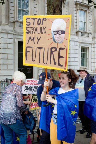 Protester i centrala London 31 augusti 2019 — Stockfoto