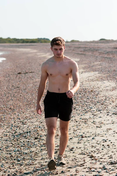 Shirtless a strandon — Stock Fotó