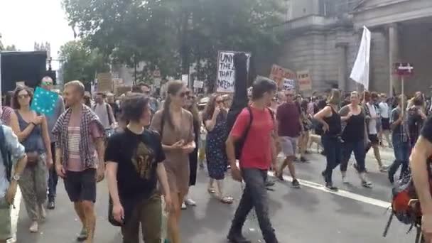 Лондон Сполучене Королівство Серпня 2019 Протестуючі Уайтихол Центральний Лондон Протестуючих — стокове відео