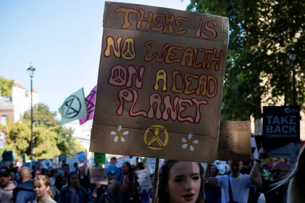 Участники акции протеста против изменения климата в Лондоне — стоковое фото