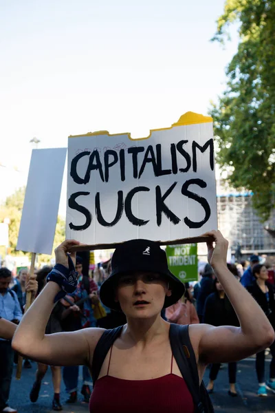 Manifestantes das alterações climáticas em Londres — Fotografia de Stock