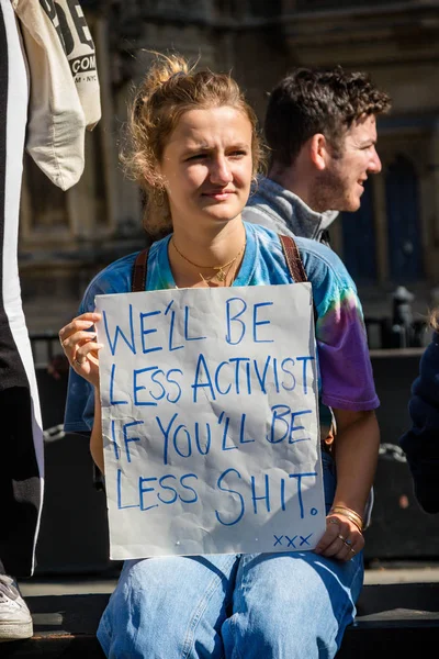 Protestujących zmian klimatycznych w Londynie — Zdjęcie stockowe