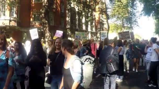 Λονδίνο Ηνωμένο Βασίλειο Σεπτεμβρίου 2019 Κλιματική Αλλαγή Διαδηλωτές Συγκεντρώνονται Στο — Αρχείο Βίντεο