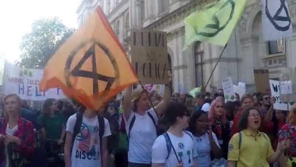 London Vereinigtes Königreich September 2019 Klimawandelprotestler Versammeln Sich Westminster Central — Stockvideo