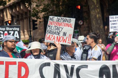 Londra, Birleşik Krallık, 6 Eylül 2025 - Filistin Ulusal Yürüyüşü, Gazze 'deki uluslararası tugay çağrısı