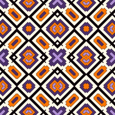 Cadılar Bayramı geleneksel renklerde Dikişsiz desen. Parlak etnik soyut arka plan.