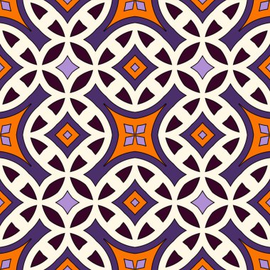 Cadılar Bayramı geleneksel renklerde Dikişsiz desen. Parlak etnik süsler ile soyut arka plan.