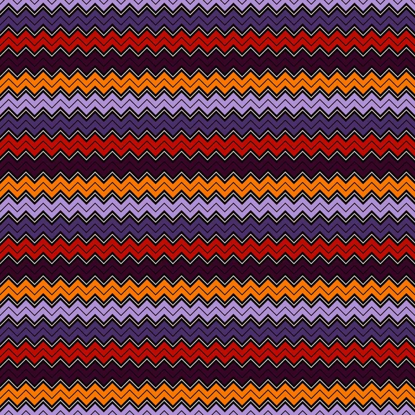 Modèle sans couture dans les couleurs traditionnelles Halloween. Ornement géométrique classique. Zigzag lignes horizontales papier peint . — Image vectorielle