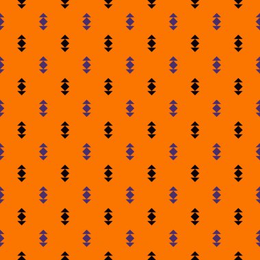 Mini oklar ile Cadılar Bayramı geleneksel renklerde Dikişsiz desen. Etnik ve aşiret motifi. İşaretçilerle basit yazdırma