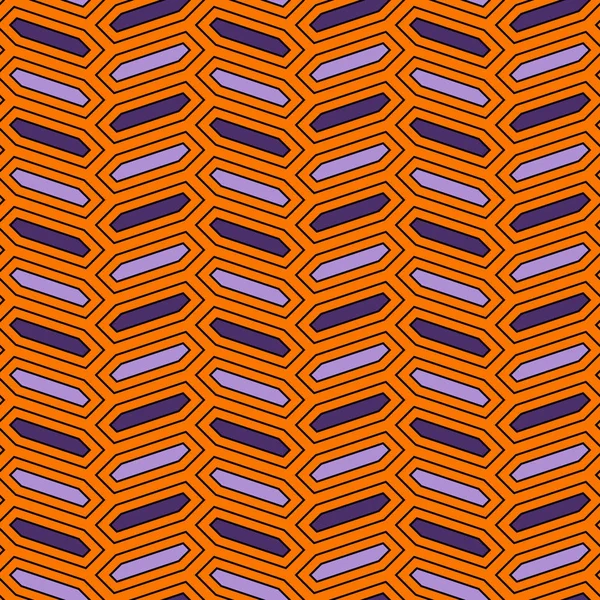 Modèle sans couture avec ornement de tresse verticale. Fond de tuiles octogones. Motif chevrons. Papier peint géométrique — Image vectorielle