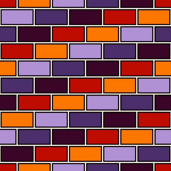 Кирпичная стена абстрактного фона. Бесшовный узор в Хэллоуин традиционных цветов с геометрическим орнаментом. Мотив Кирпича — стоковый вектор