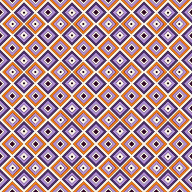 Kare süs ile Halloween geleneksel renklerde Dikişsiz yüzey deseni. Tekrarlanan parlak elmas arka plan.