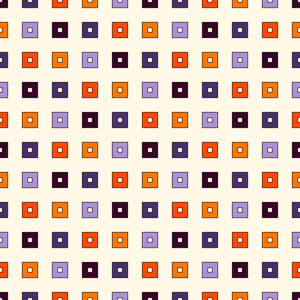 Бесшовный узор в Хэллоуин традиционных цветов с геометрическим орнаментом. Повторяющийся яркий квадратный абстрактный фон . — стоковый вектор