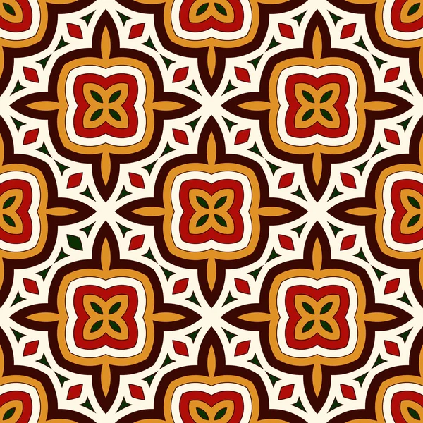 Helles, nahtloses Muster mit geometrischem Ornament in traditionellen Weihnachtsfarben. Ethnische und Stammesmotive. — Stockvektor