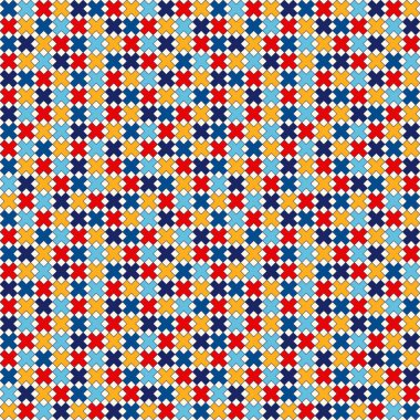 Simetrik geometrik süsleme ile dikişsiz desen. Soyut tekrarlanan parlak haçlar arka plan.