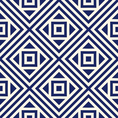 Simetrik geometrik süsleme ile dikişsiz desen. Deniz mavisi soyut arka plan
