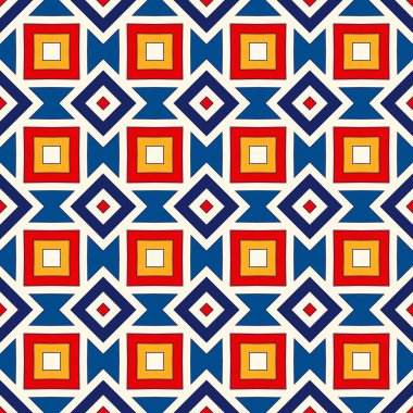 Parlak etnik arka plan. Simetrik geometrik süsleme ile Seamless Modeli.