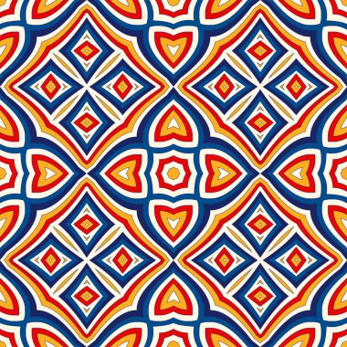 Parlak etnik arka plan. Simetrik geometrik süsleme ile Seamless Modeli.