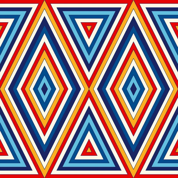 Nahtloses Muster mit geometrischem Ornament. heller abstrakter Hintergrund. Wiederholte Dreieck-Tapete. — Stockvektor