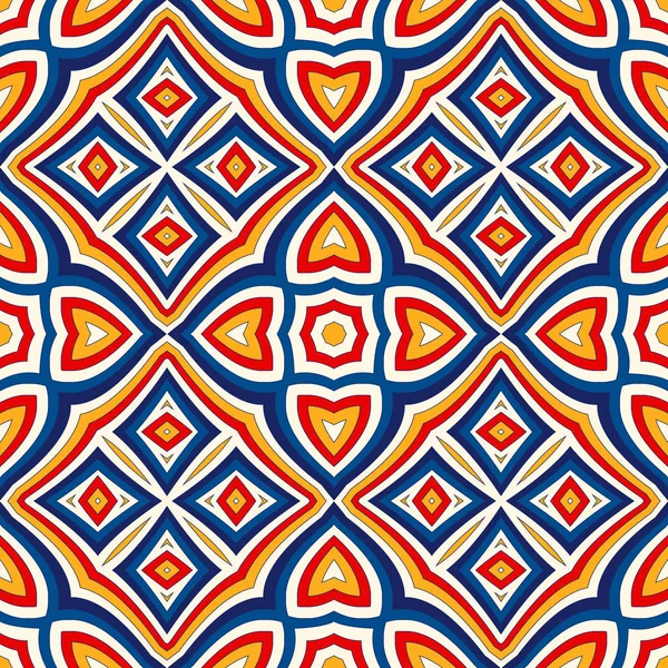 Fondo abstracto étnico brillante. Patrón sin costura con adorno geométrico simétrico . — Archivo Imágenes Vectoriales