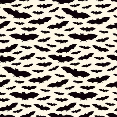 Bir grup yarasa ile kusursuz desen. Cadılar Bayramı tatil arka plan. Vampir siluetleri baskı. Hile veya duvar kağıdı tedavi