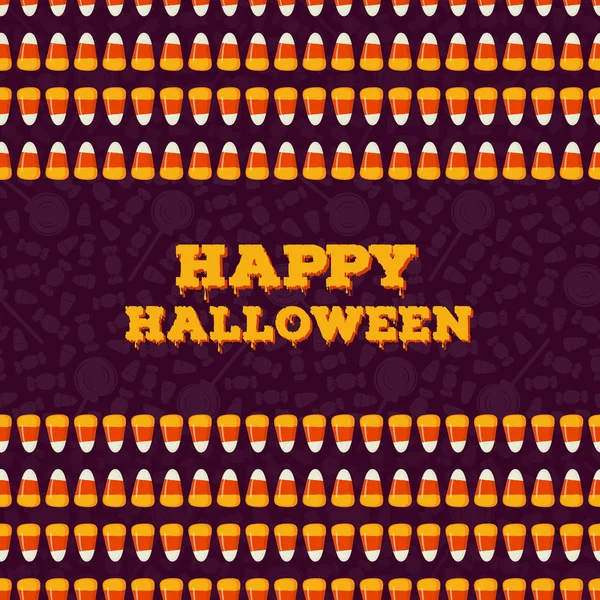 Buon biglietto d'auguri di Halloween, poster. Dolcetto o scherzetto. Dolci di festa tradizionali. Bordo orizzontale senza cuciture — Vettoriale Stock