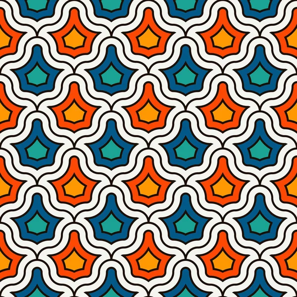 Figures entrelacées fond de tessellation. Formes géométriques répétées. Ornement de mosaïque ethnique. Oriental papier peint — Image vectorielle