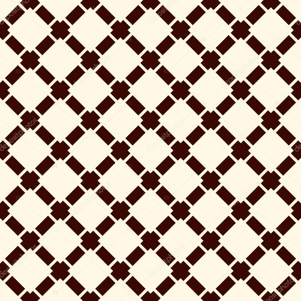 Diamond checkered background. Seamless surface pattern with repeated diagonal crossed hatched lines. Grid wallpaper