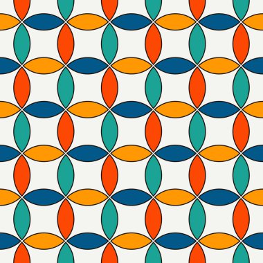 Daireler çakışan canlı arka plan. Yaprakları motif. Klasik geometrik süsleme ile Seamless Modeli