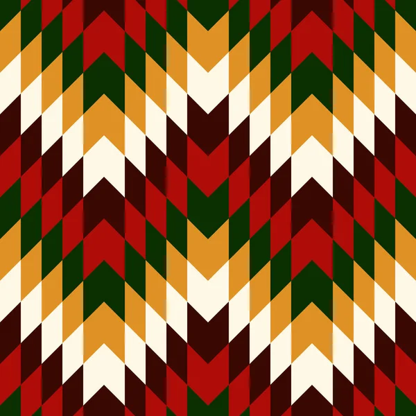 Ethnic seamless pattern with chevron lines. Native americans ornament. Tribal motif. Christmas colors mosaic wallpaper. — Stock Vector