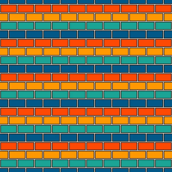 Brick wall abstract background. Bright colors seamless pattern with classic geometric ornament. Bricks motif. — Stock Vector