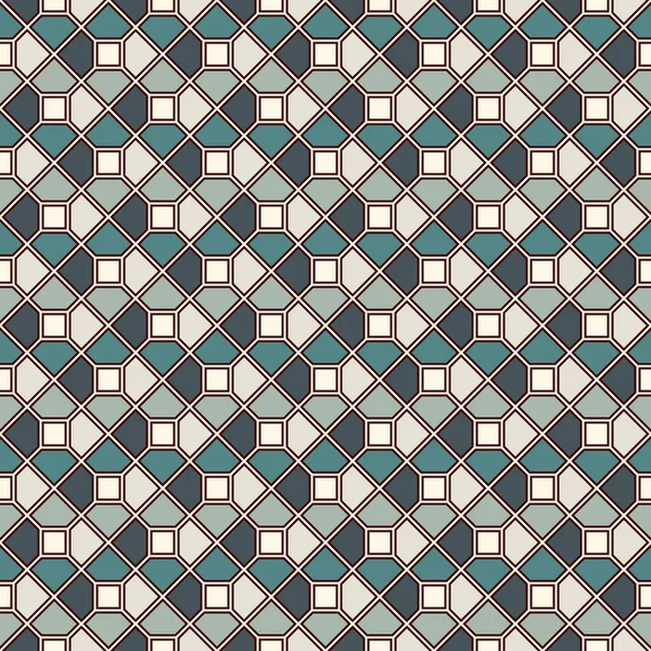 Повторяющиеся восьмиугольники витражная мозаика абстрактный фон. Керамическая плитка обои. Бесшовный рисунок — стоковый вектор