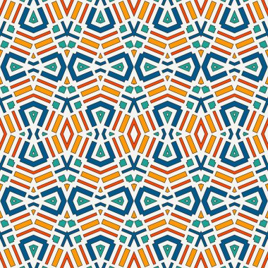 Simetrik geometrik süslemeli kusursuz desen. Çizgili soyut arkaplan. Etnik ve kabile motifleri.