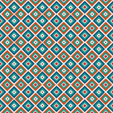 Tekrarlanan parlak elmas arka planı. Geometrik motif. Pürüzsüz desenli canlı kare süslemeli. Izgara dijital kağıt