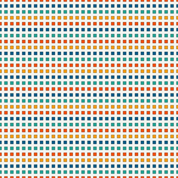 Seamless mönster med ljusa färger upprepade rutor. Horisontella streckade linjer abstrakt bakgrund. Mosaic tapeter. — Stock vektor