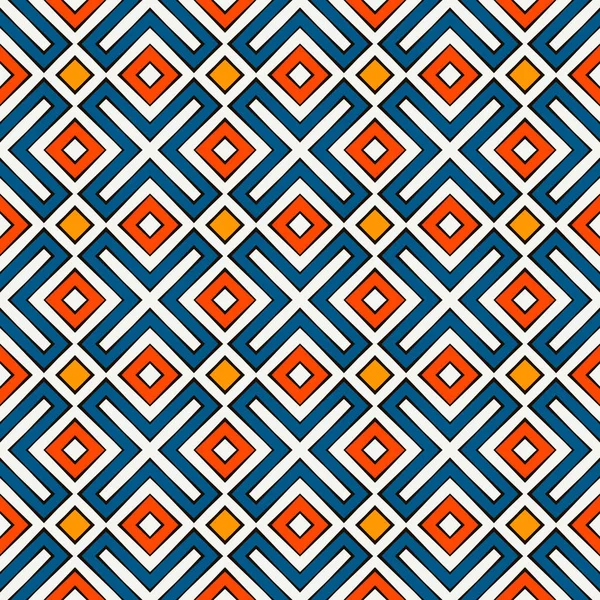 Seamless pattern in bright colors. Ethnic and tribal motif. Repeated geometric forms. Colorful ornamental background — Stock Vector