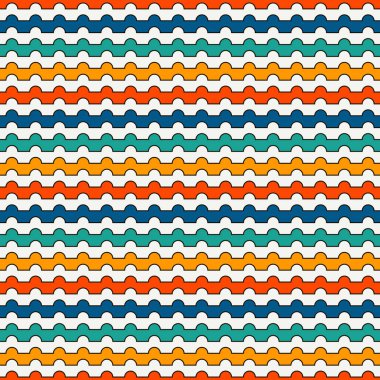 Parlak renkler yatay dalgalı çizgiler pürüzsüz desen. Klasik motifli tekrarlanan satırlar duvar kağıdı.